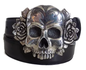 1½” TRIBAL SKULL "Buckle Only" with Bones on Back Plate in .925 Sterling Silver