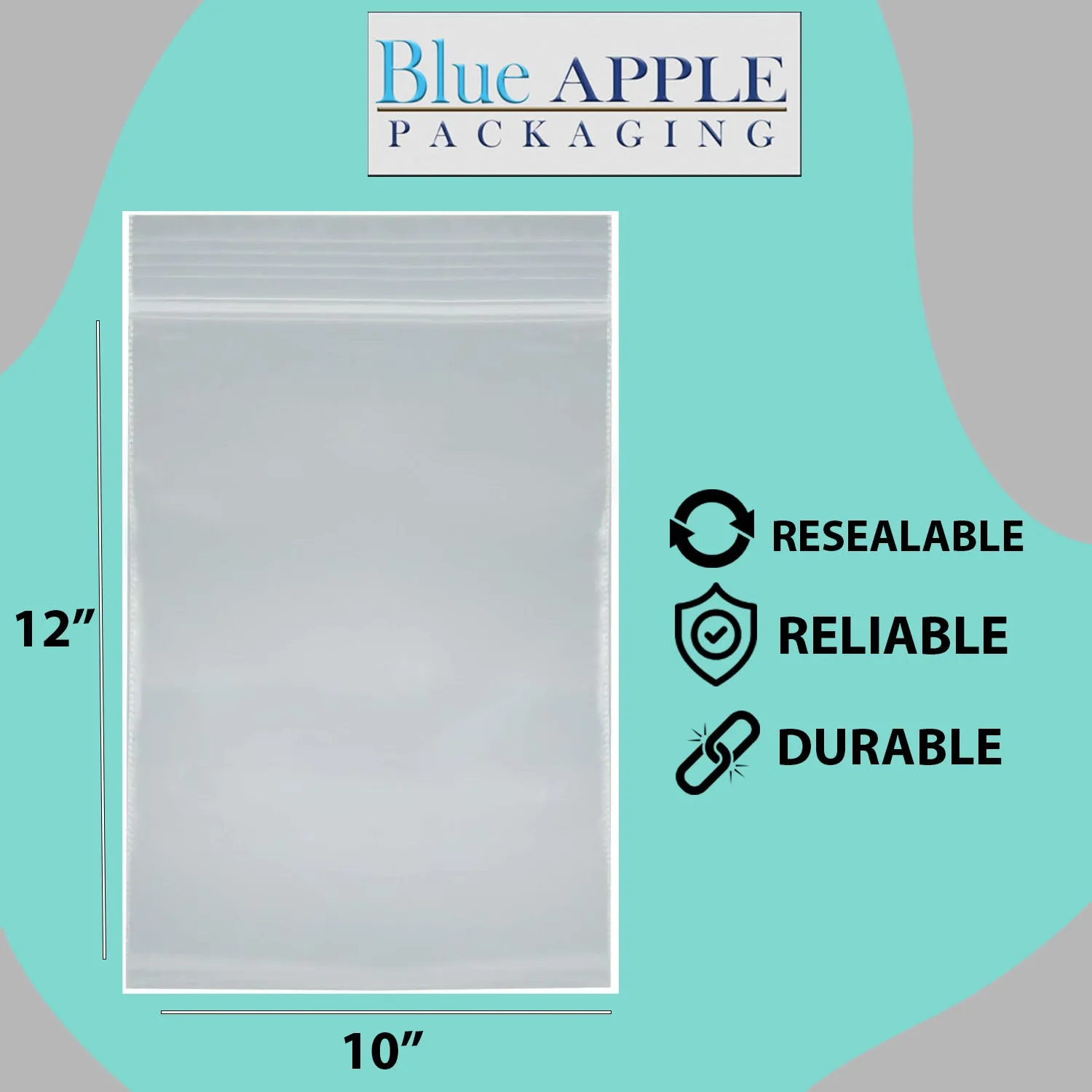 10X12 inches Reclosable Single Line Zipper Poly Bags 2 Mil (LDPE)