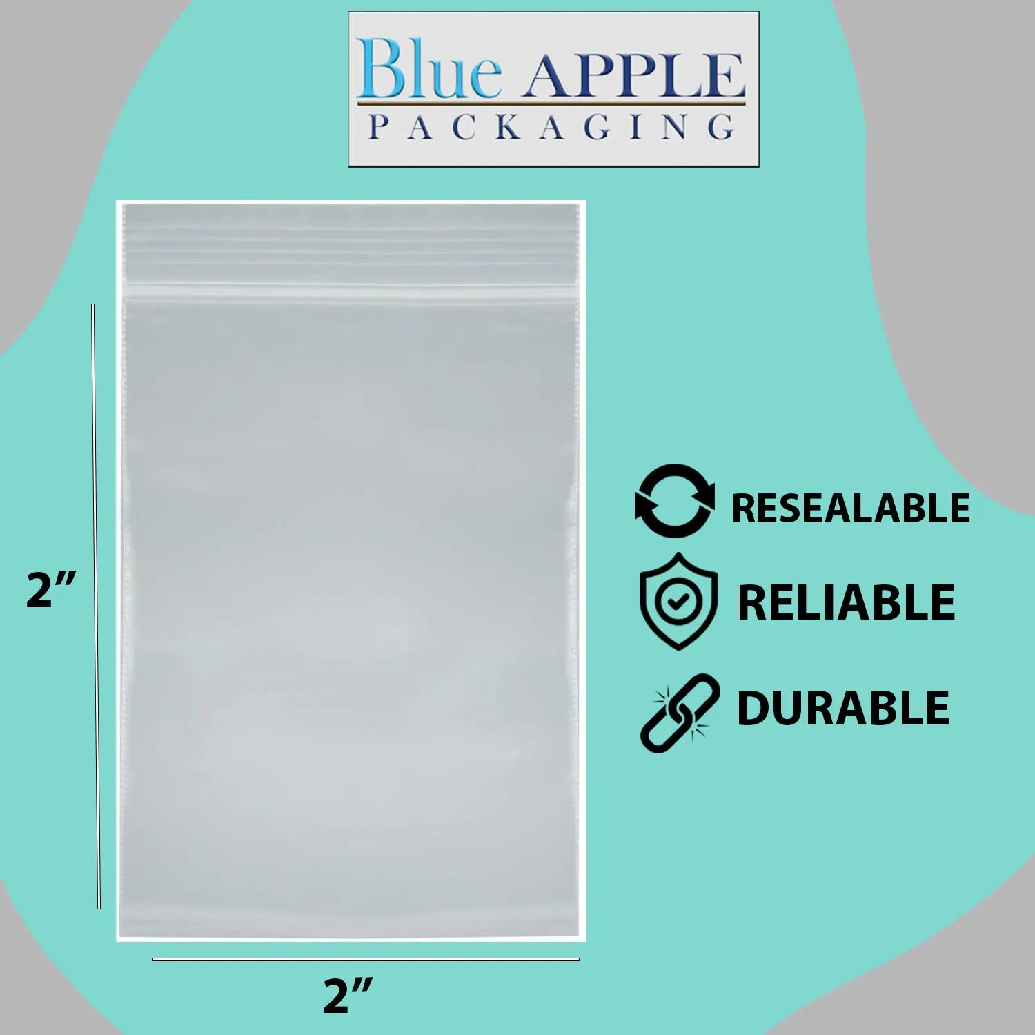 2X2 inches Reclosable Single Line Zipper Poly Bags 2 Mil (LDPE)