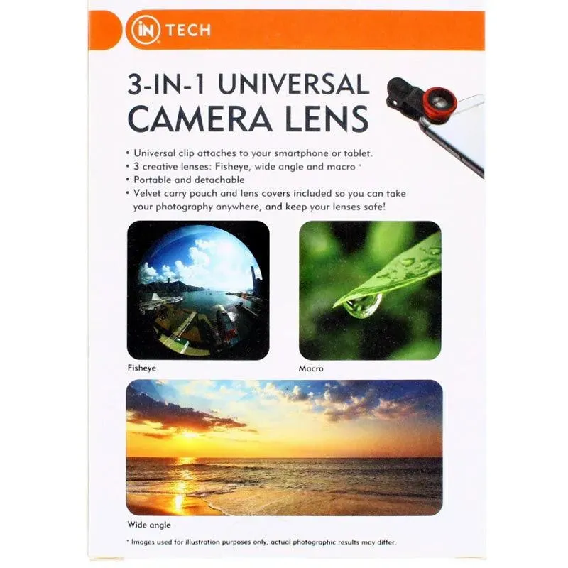 3-in-1 Clip On Smartphone Camera Lens Kit | Macro Fish Eye and Wide Angle Lenses