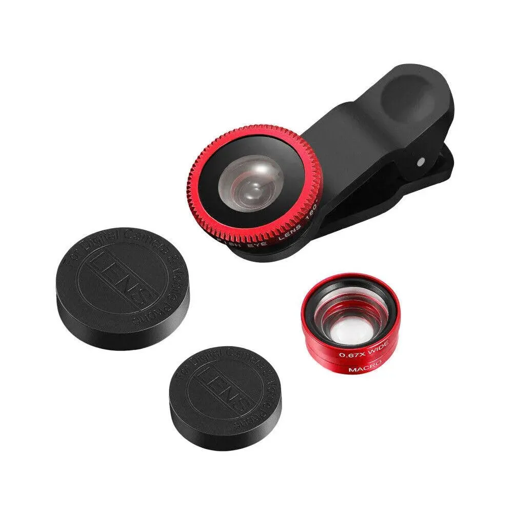 3-in-1 Clip On Smartphone Camera Lens Kit | Macro Fish Eye and Wide Angle Lenses