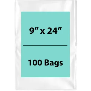 9X24 inches Clear Flat Poly Bags 4Mil Open Top (LDPE)