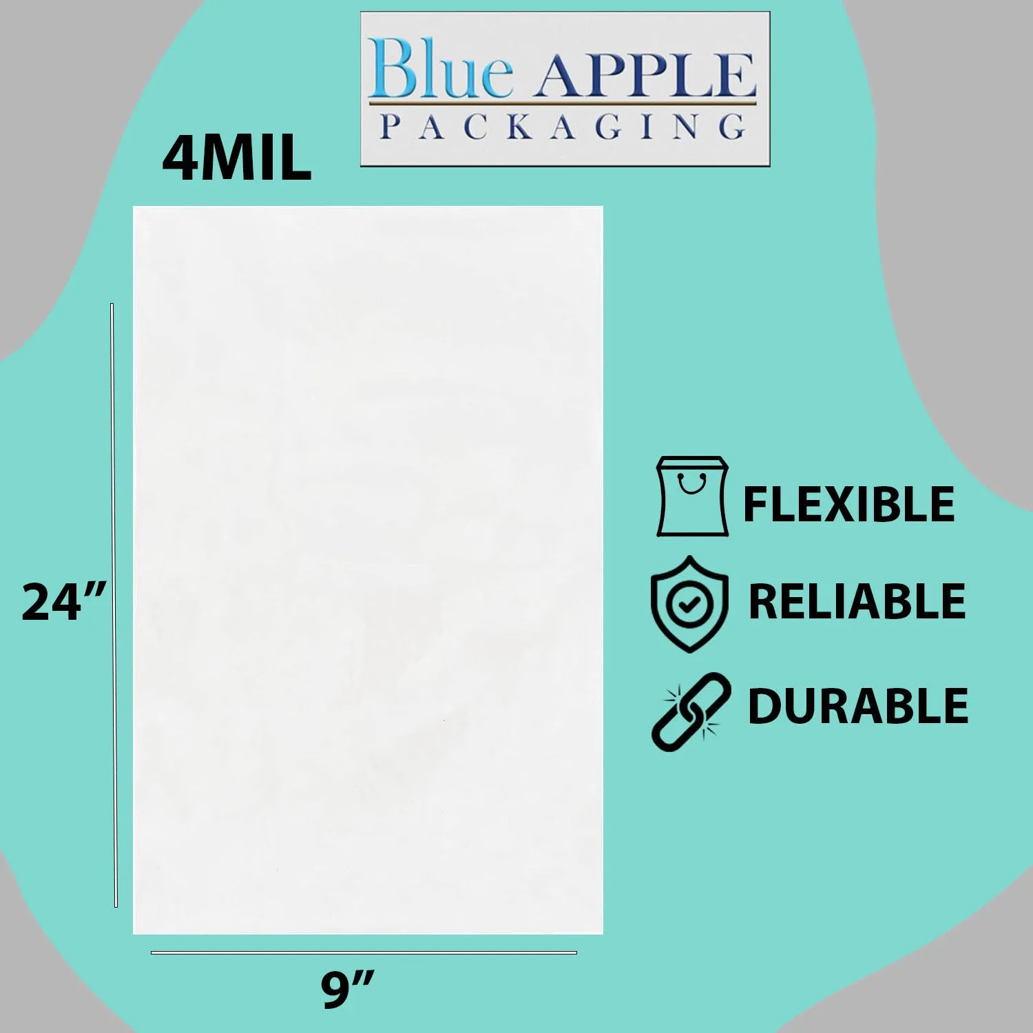 9X24 inches Clear Flat Poly Bags 4Mil Open Top (LDPE)