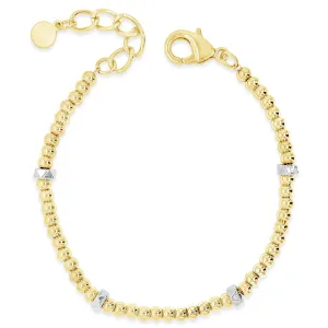 Absolute Crystal Pendant Two Tone Beaded Bracelet