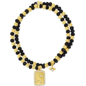 Absolute Gold & Black Beaded Star Pendant Bracelet