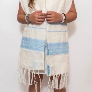 Adam - Wool Tallit - Baby Blue
