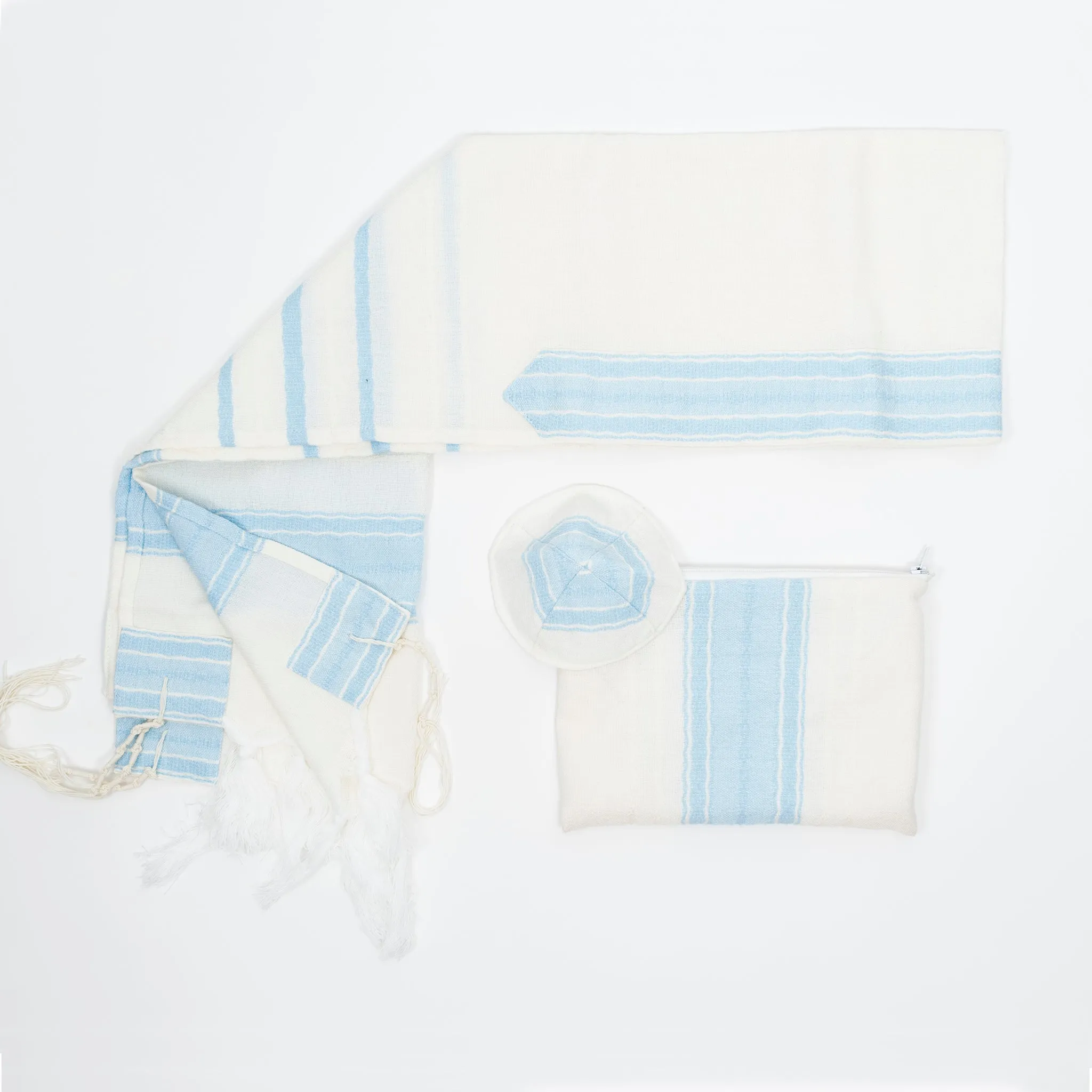 Adam - Wool Tallit - Baby Blue