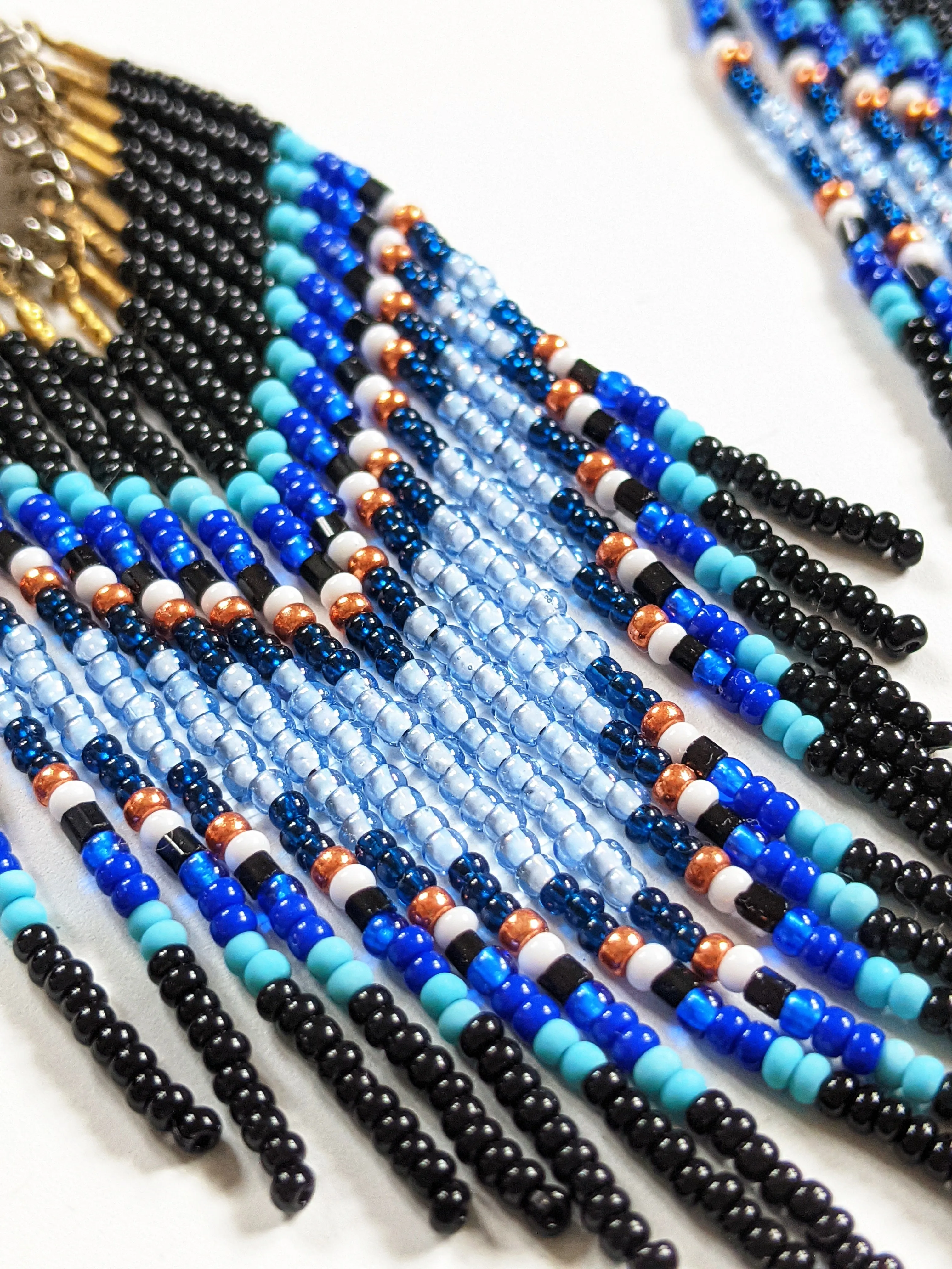 Adebola Black Chevron Seed Bead Earrings