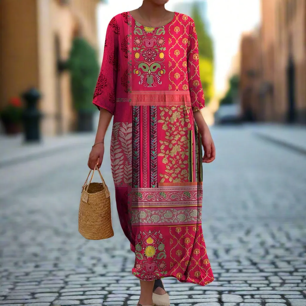 Adeline - Effortlessly Elegant Ethnic Maxi Dress