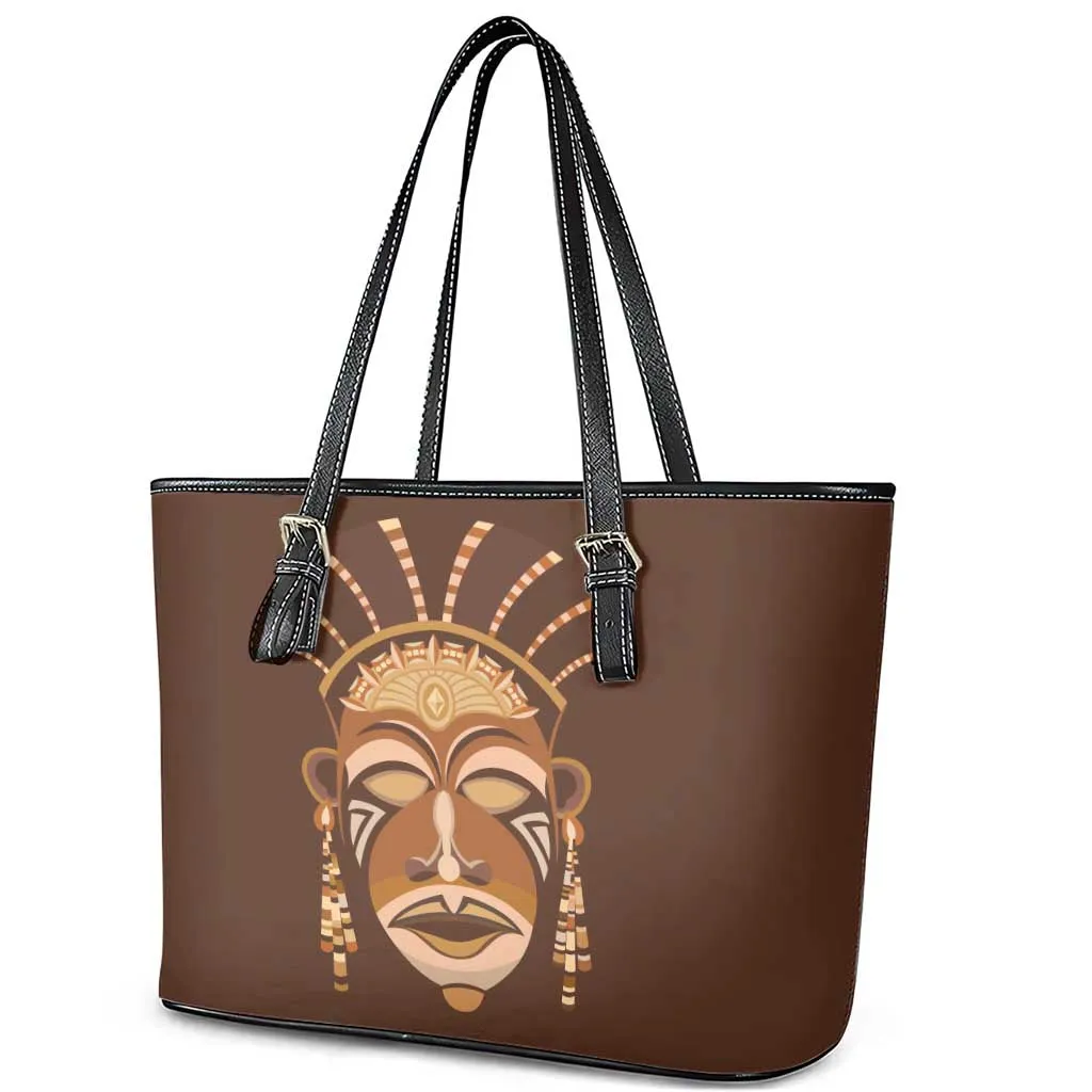 African Women Leather Tote Bag Tribal Ethnic Mask DT02