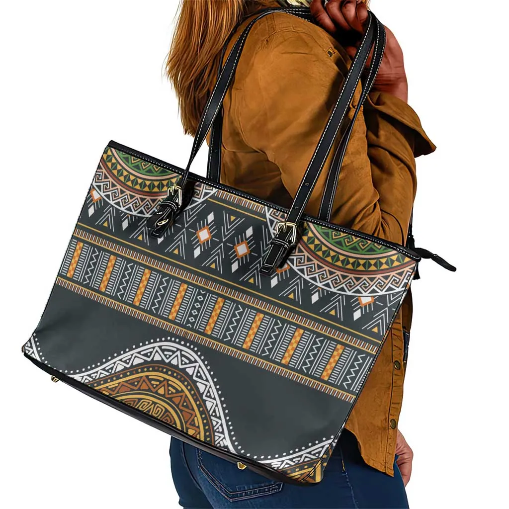 Afro Ethnic Native Pattern Leather Tote Bag LT9