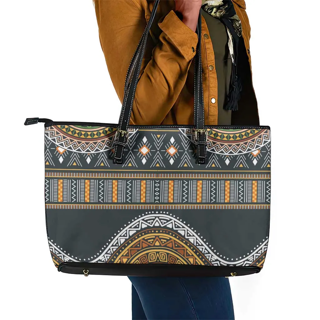 Afro Ethnic Native Pattern Leather Tote Bag LT9