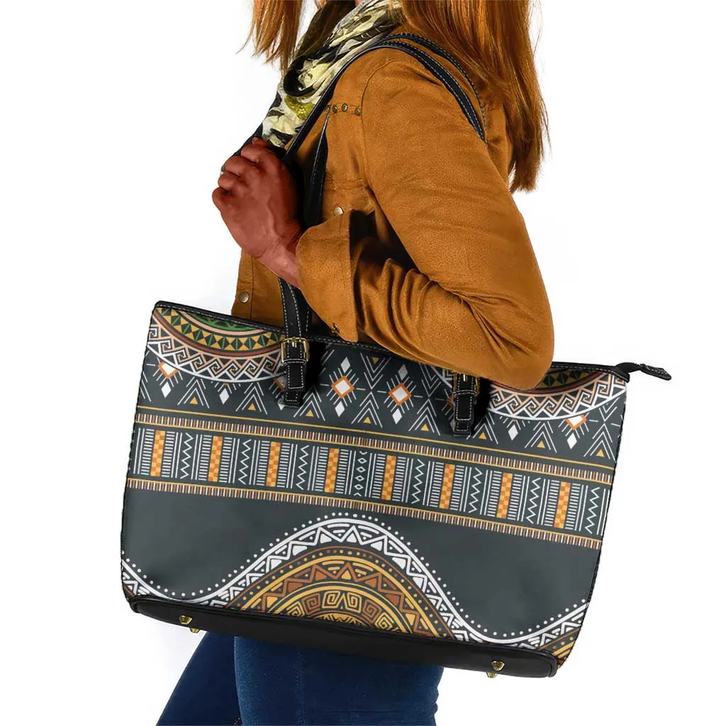 Afro Ethnic Native Pattern Leather Tote Bag LT9