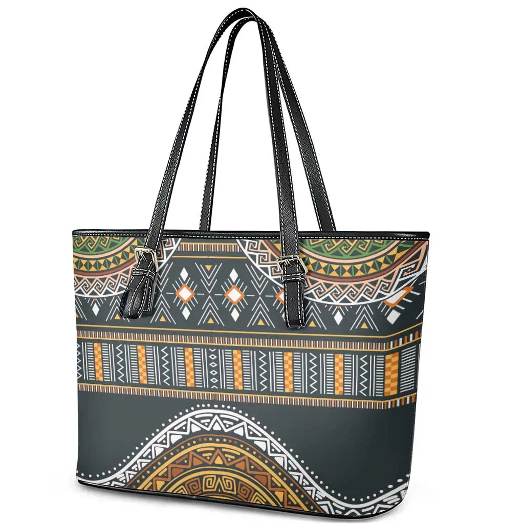 Afro Ethnic Native Pattern Leather Tote Bag LT9