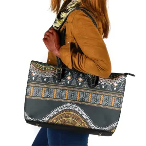 Afro Ethnic Native Pattern Leather Tote Bag LT9