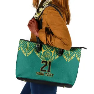 Afro-Jamaicans Tribal Custom Football Leather Tote Bag Green Style LT9