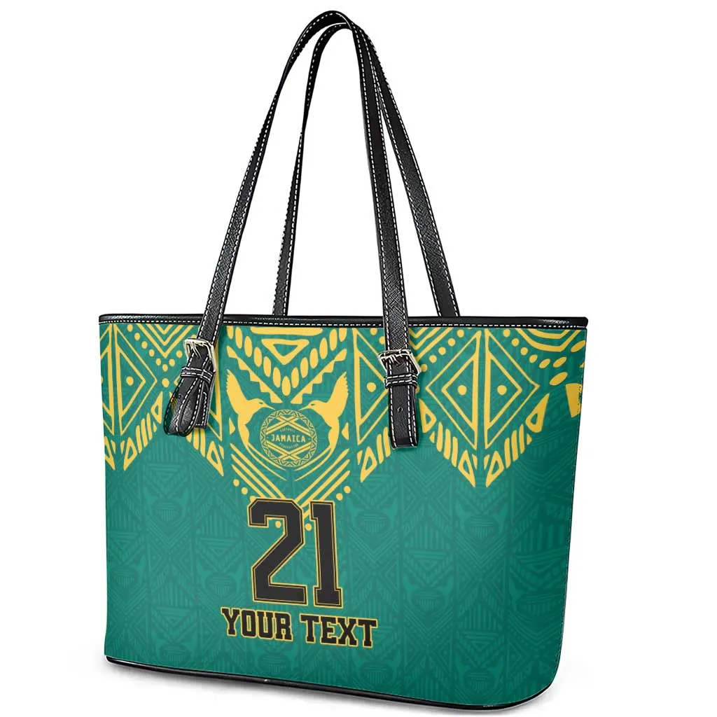 Afro-Jamaicans Tribal Custom Football Leather Tote Bag Green Style LT9