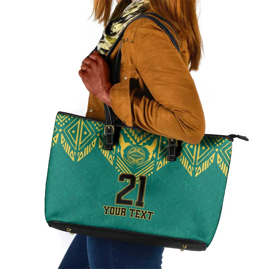 Afro-Jamaicans Tribal Custom Football Leather Tote Bag Green Style LT9