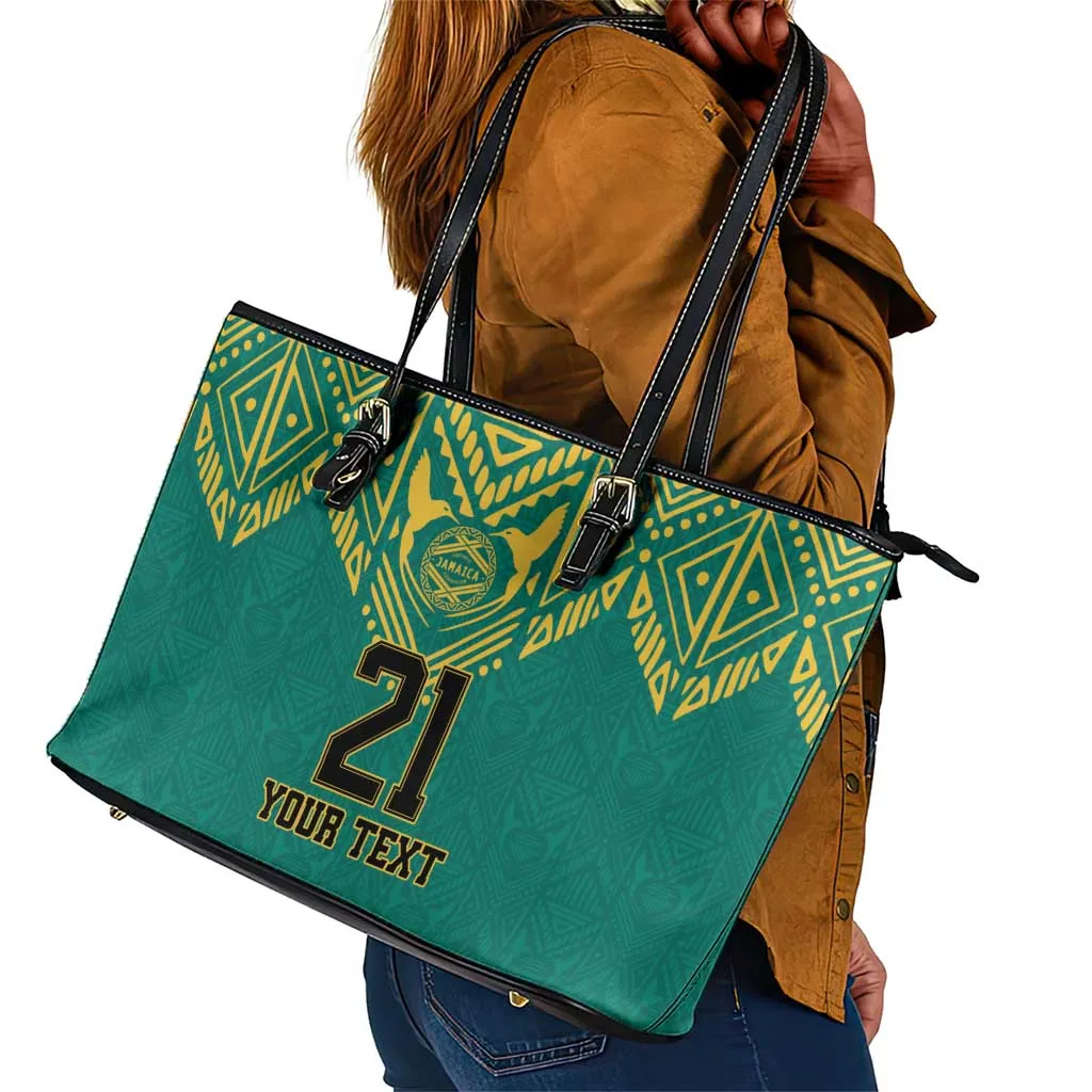 Afro-Jamaicans Tribal Custom Football Leather Tote Bag Green Style LT9