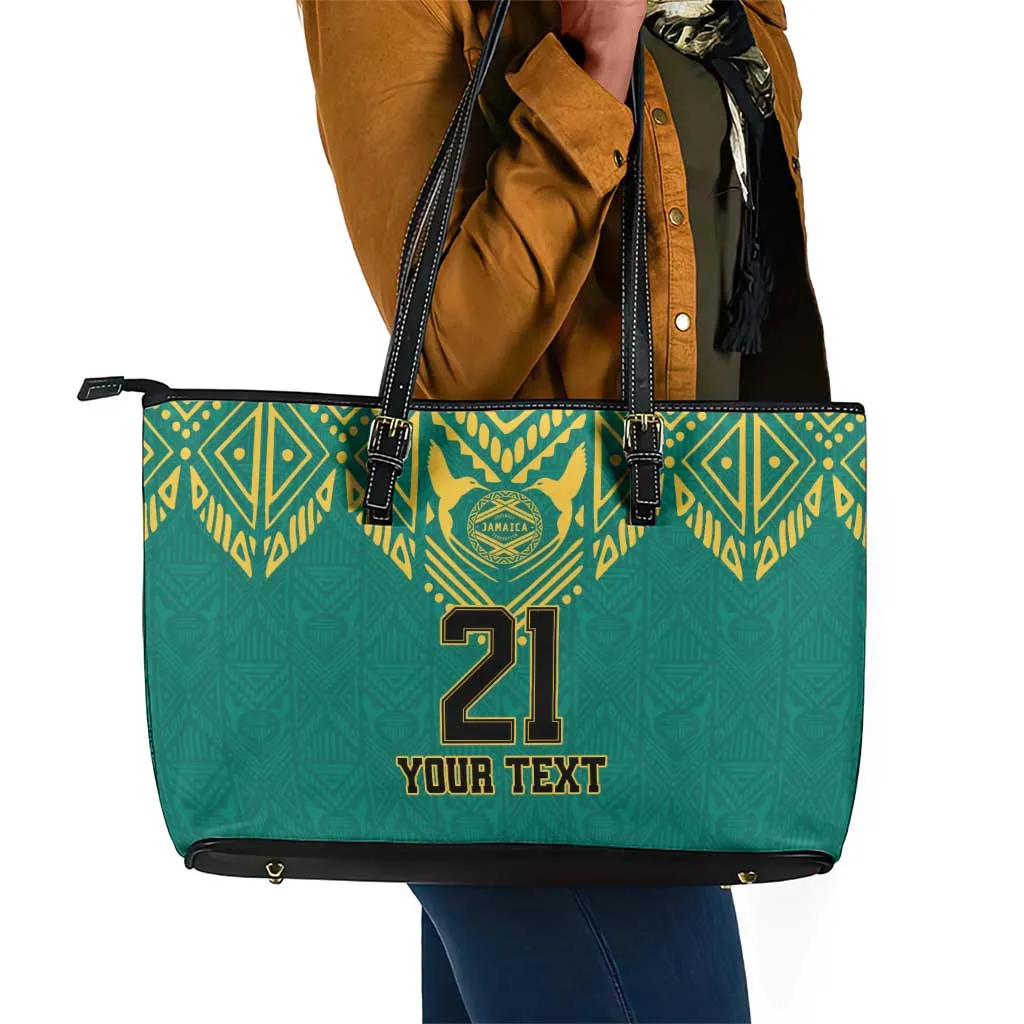 Afro-Jamaicans Tribal Custom Football Leather Tote Bag Green Style LT9