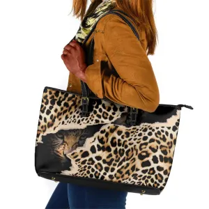 Afro Leopard Skin Pattern Leather Tote Bag Version 02 LT9