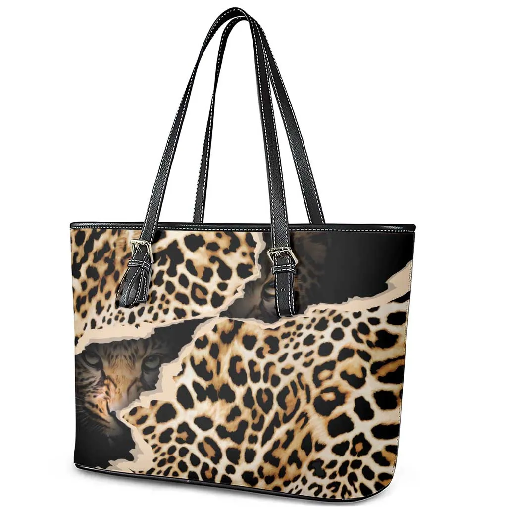 Afro Leopard Skin Pattern Leather Tote Bag Version 02 LT9