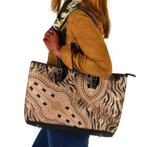 Afro Tiger Mix Dashiki Tribal Pattern Leather Tote Bag LT9