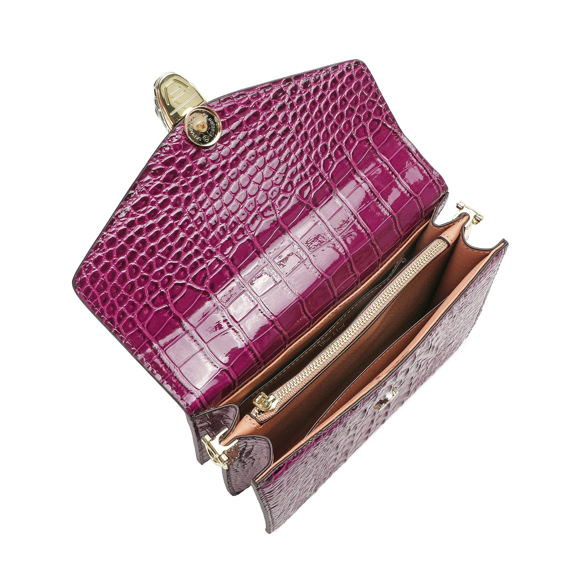 Alligator Embossed Leather Top-handle Shoulder Bag