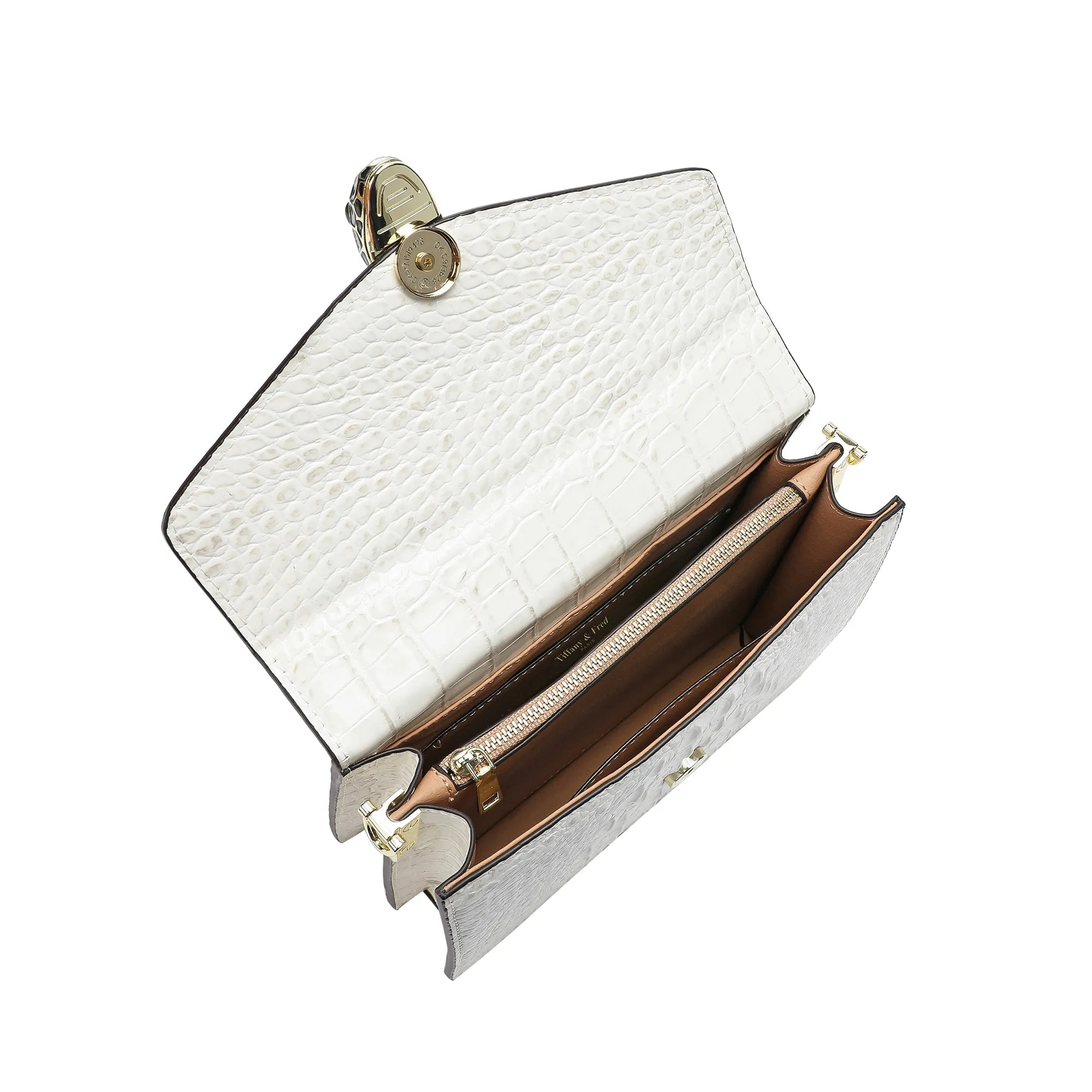 Alligator Embossed Leather Top-handle Shoulder Bag