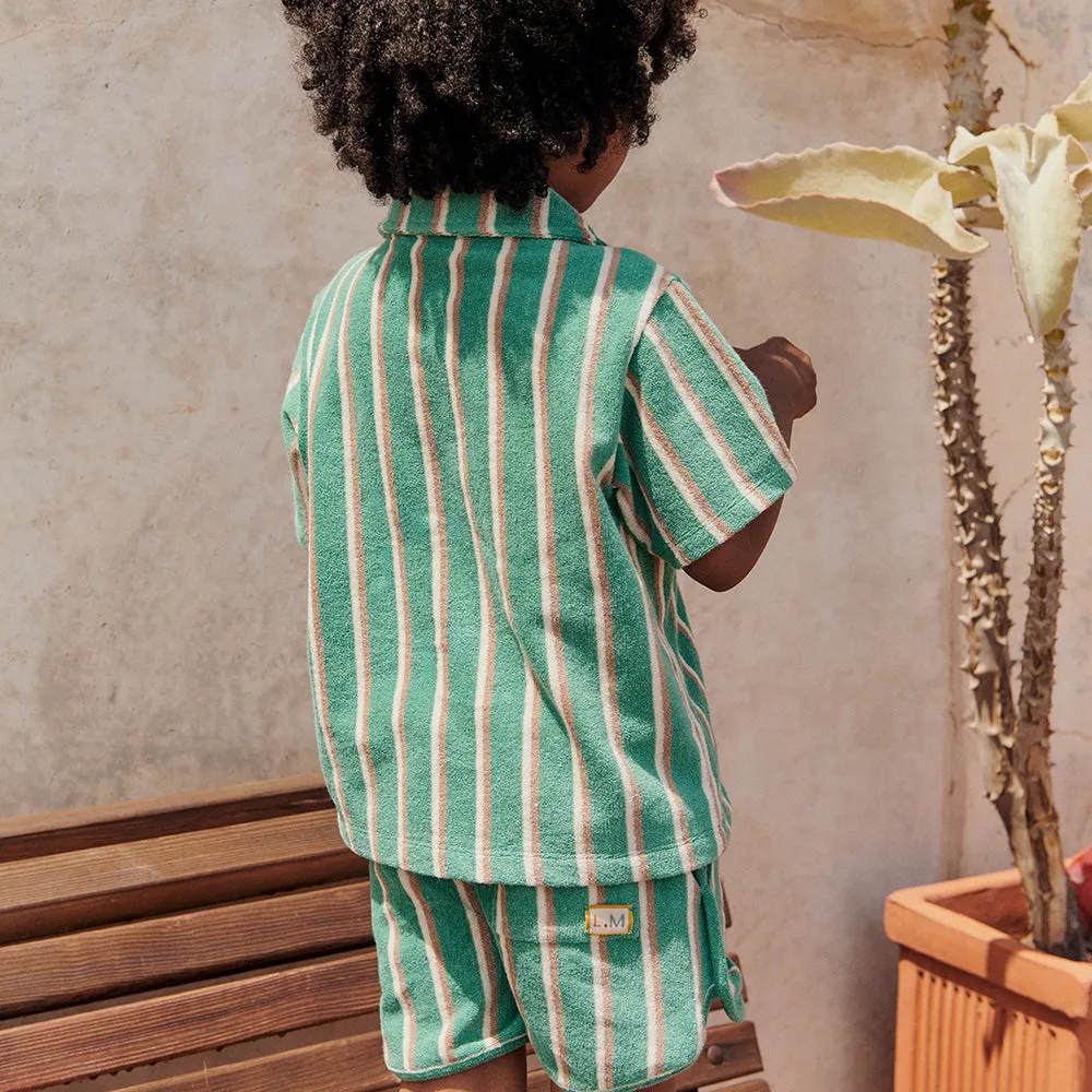 Alov Terry Shirt & Shorts Set | Grass Cypress Stripes