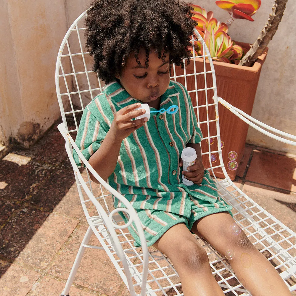 Alov Terry Shirt & Shorts Set | Grass Cypress Stripes