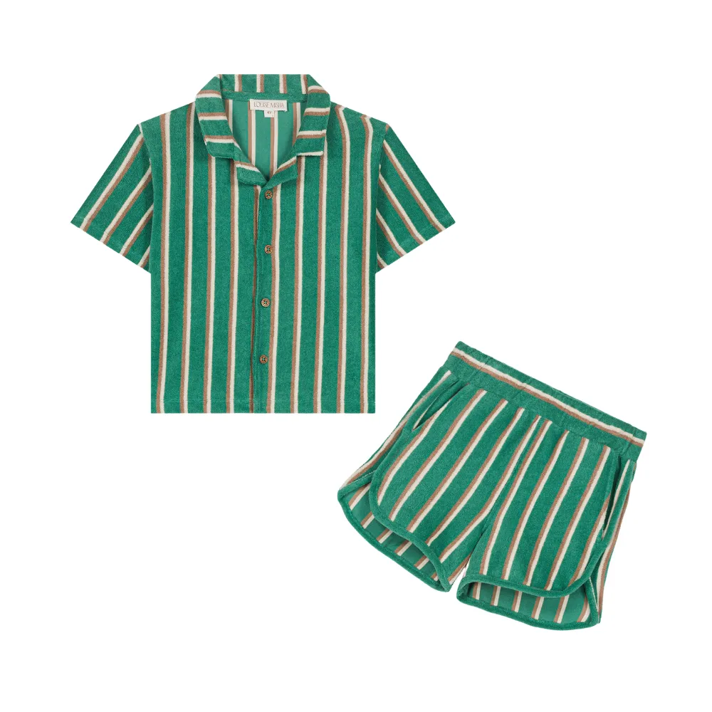 Alov Terry Shirt & Shorts Set | Grass Cypress Stripes