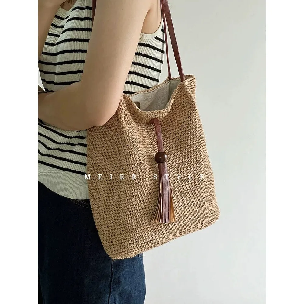 &amp; Lining Chic Approx. – | for Korean Women Shoulder Woven Style Bag Giveaway offer Closure 30cm 25cm Cotton with Magnetic x Handmade