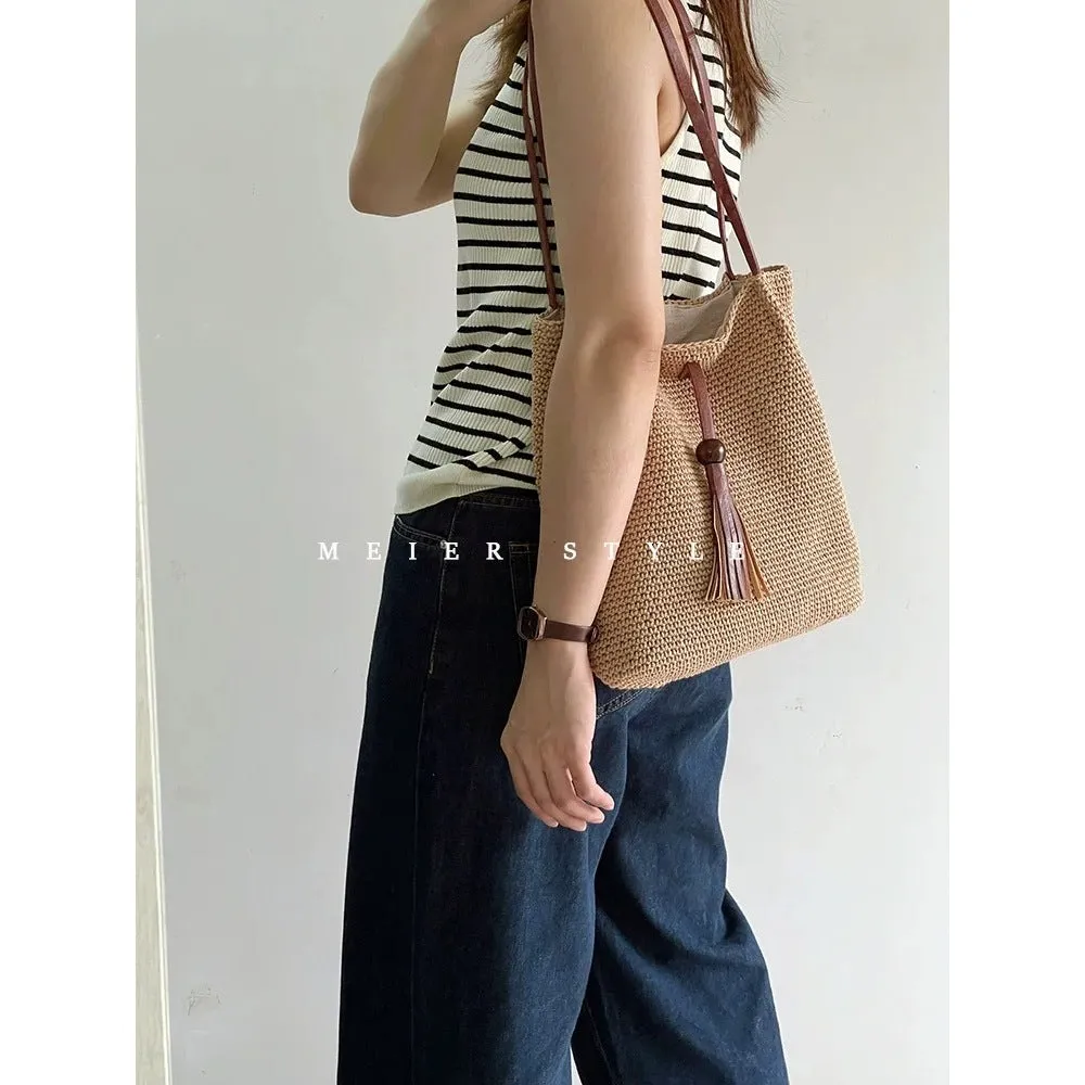 &amp; Lining Chic Approx. – | for Korean Women Shoulder Woven Style Bag Giveaway offer Closure 30cm 25cm Cotton with Magnetic x Handmade
