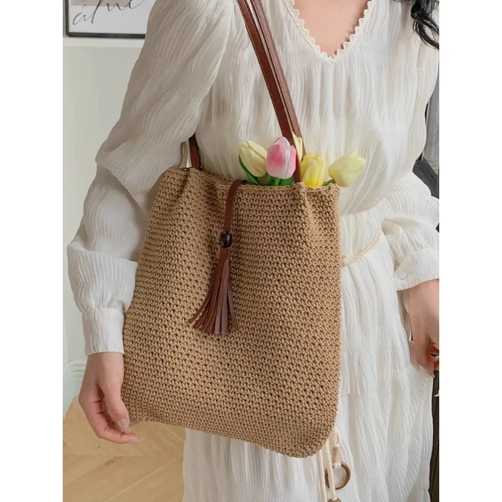 &amp; Lining Chic Approx. – | for Korean Women Shoulder Woven Style Bag Giveaway offer Closure 30cm 25cm Cotton with Magnetic x Handmade