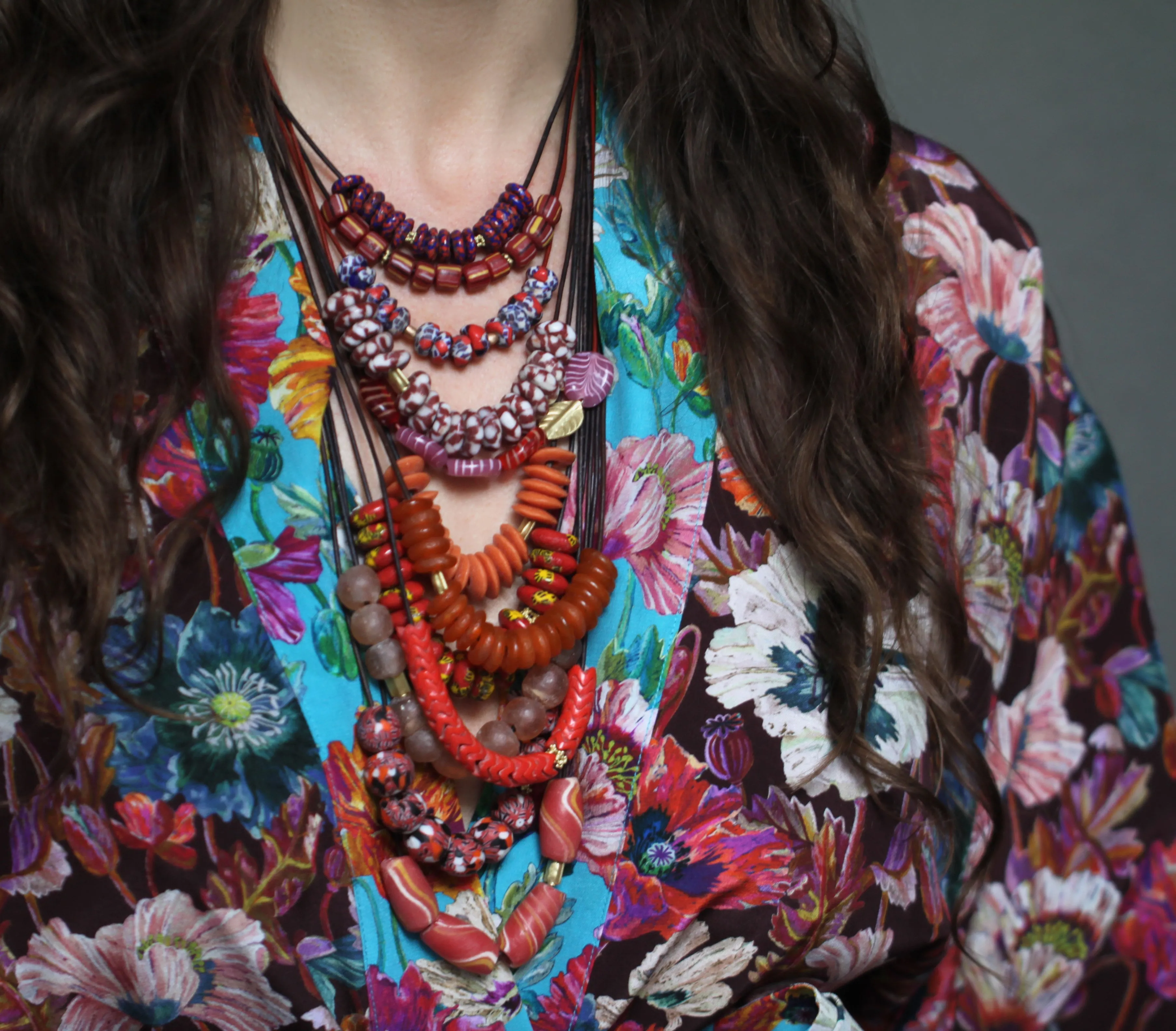 An Orange Recycled Glass Bead Necklace