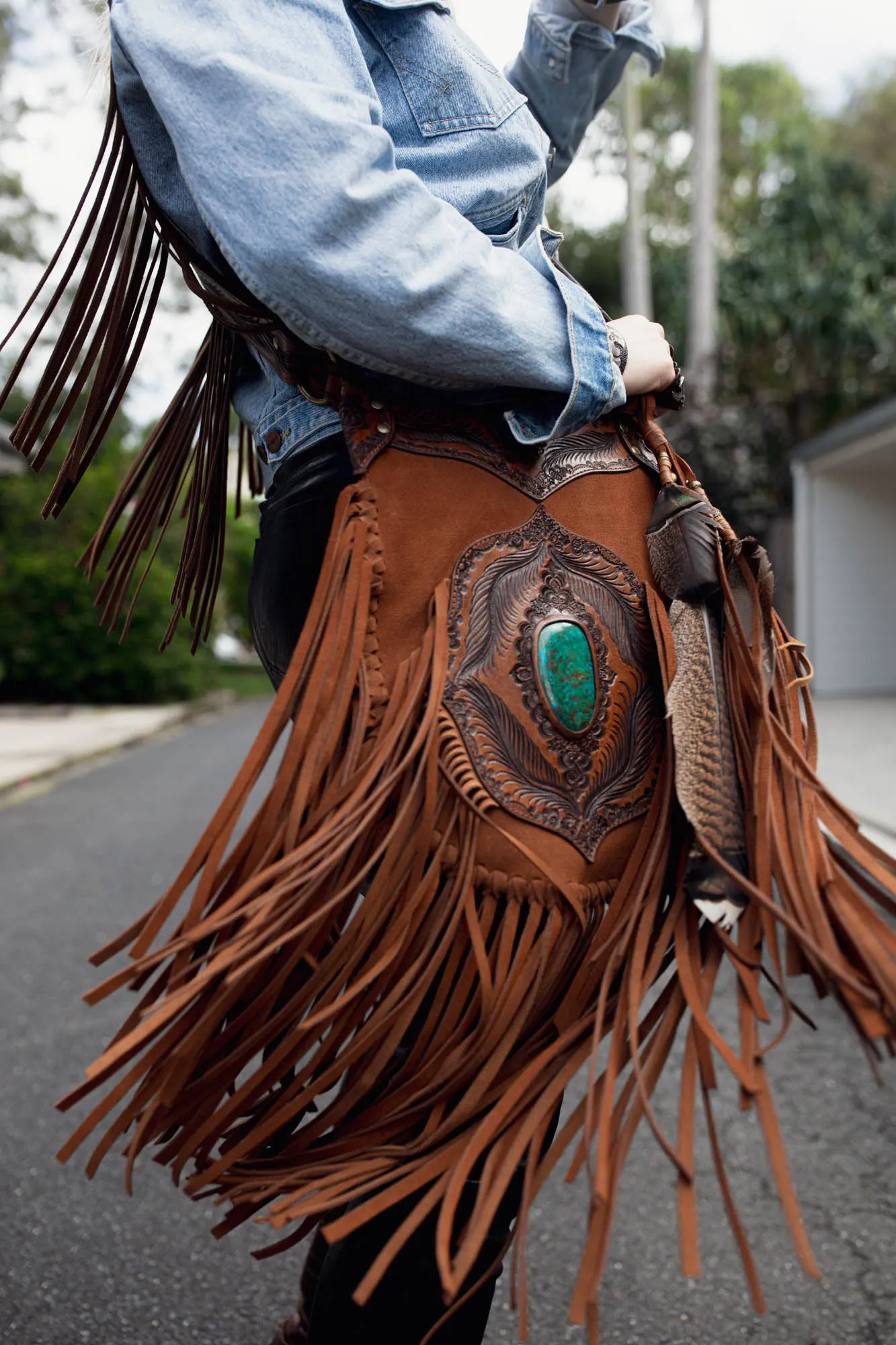 Apache Tasseled Bag with Chrysocolla