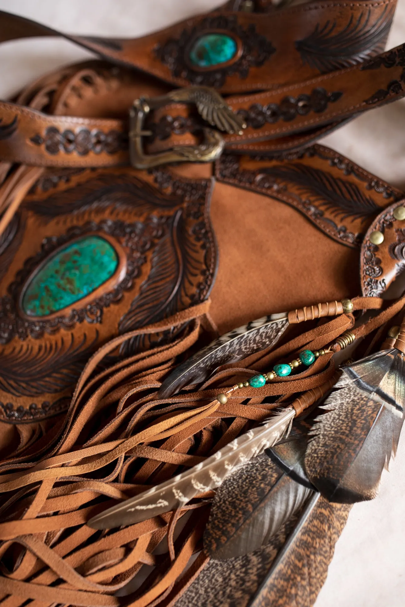 Apache Tasseled Bag with Chrysocolla