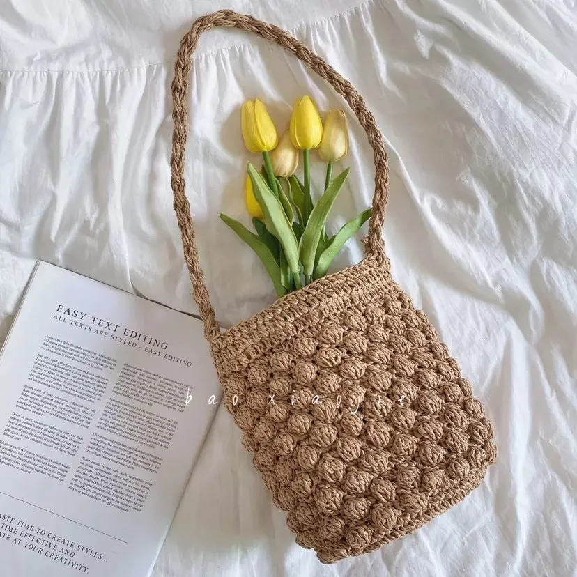 Artisan Extensive catalog Tote Cotton Handwoven – Adjustable 25cm | Strap Crafted Bag Best bargain Korean Style Shoulder Height with Approx.