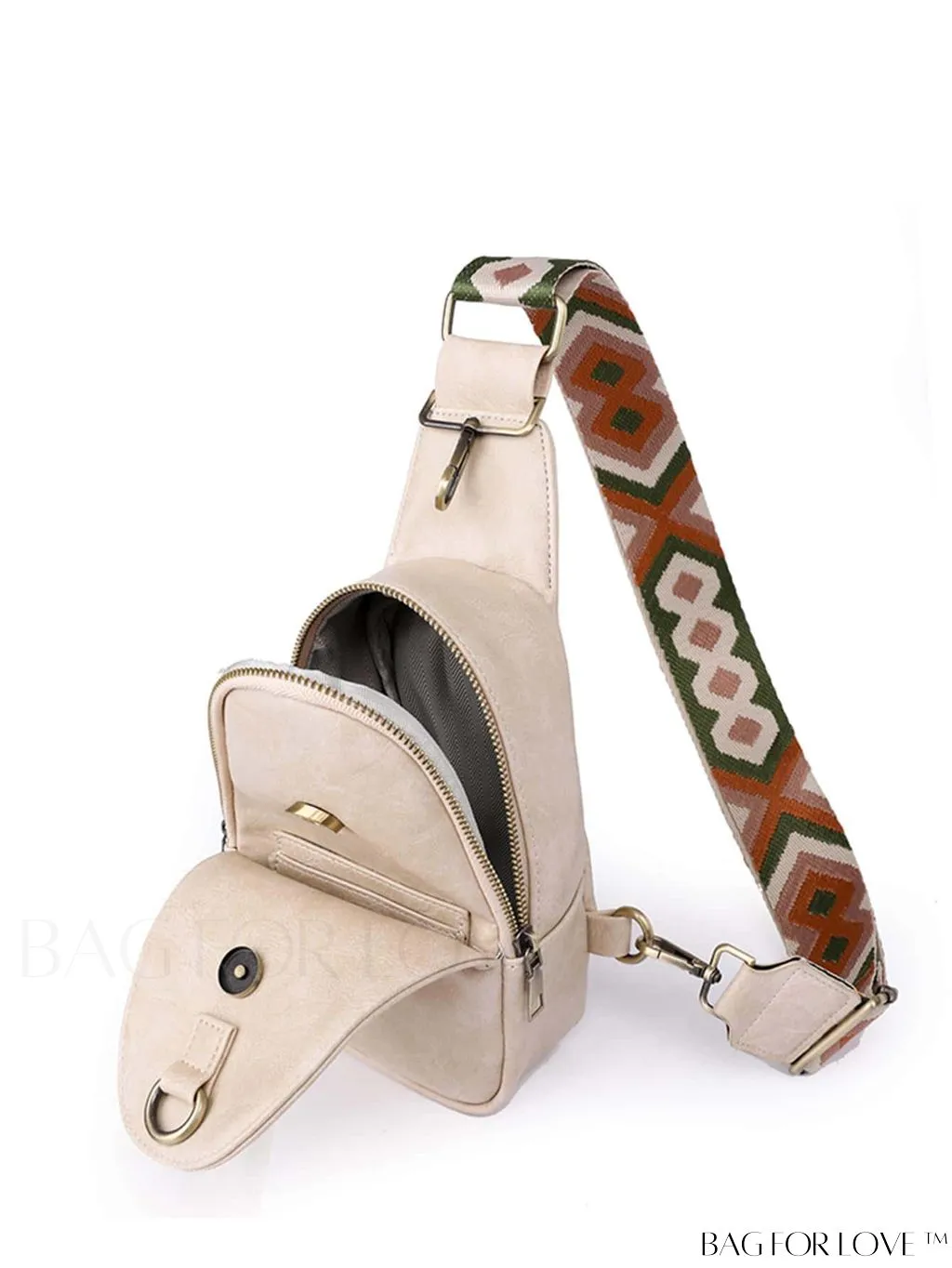 BagForLove - Bohemian Style Womens PU Chest Bag with Wide Shoulder Strap - Single Crossbody