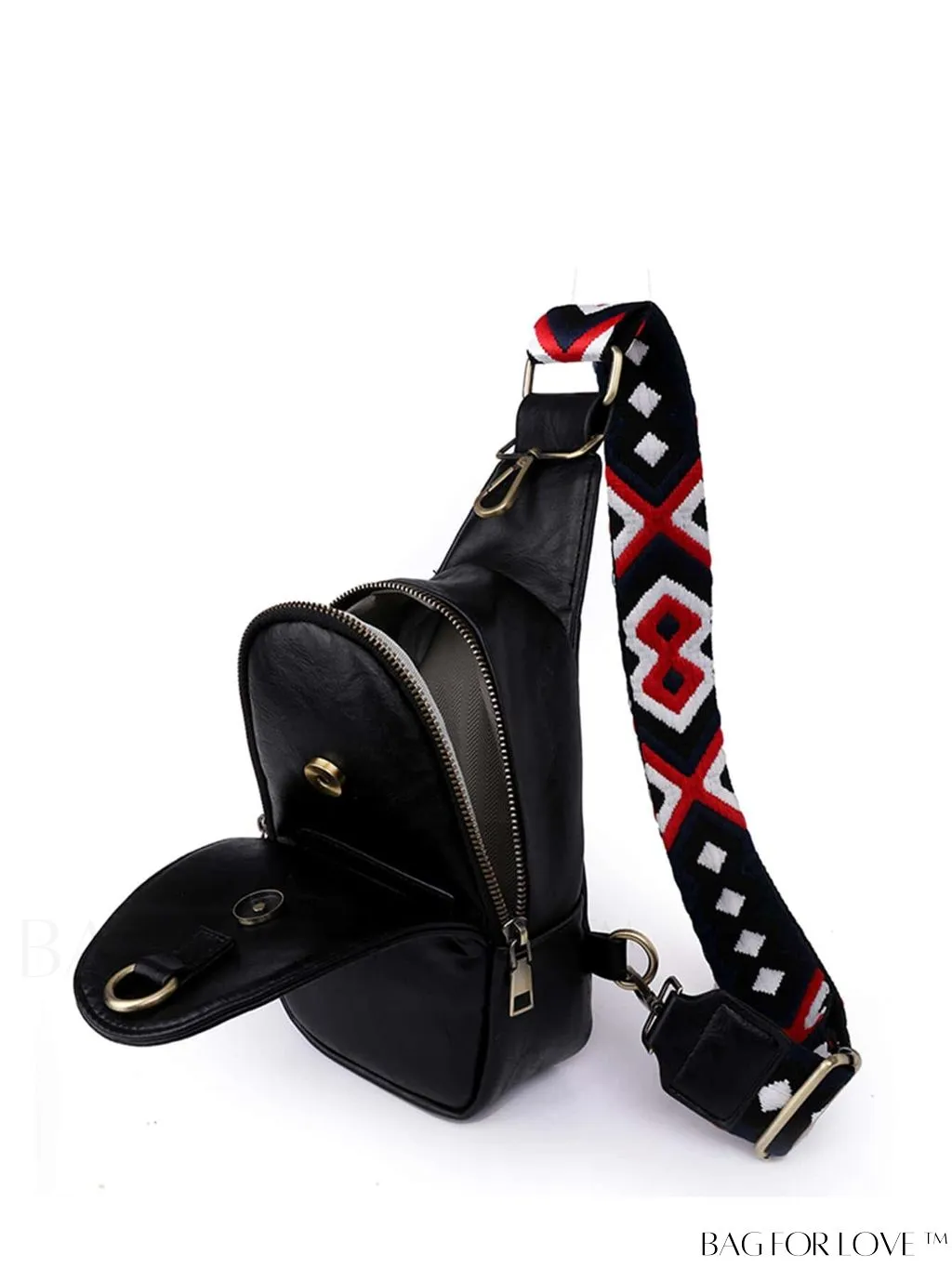 BagForLove - Bohemian Style Womens PU Chest Bag with Wide Shoulder Strap - Single Crossbody