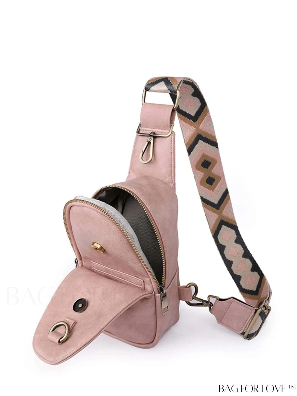 BagForLove - Bohemian Style Womens PU Chest Bag with Wide Shoulder Strap - Single Crossbody
