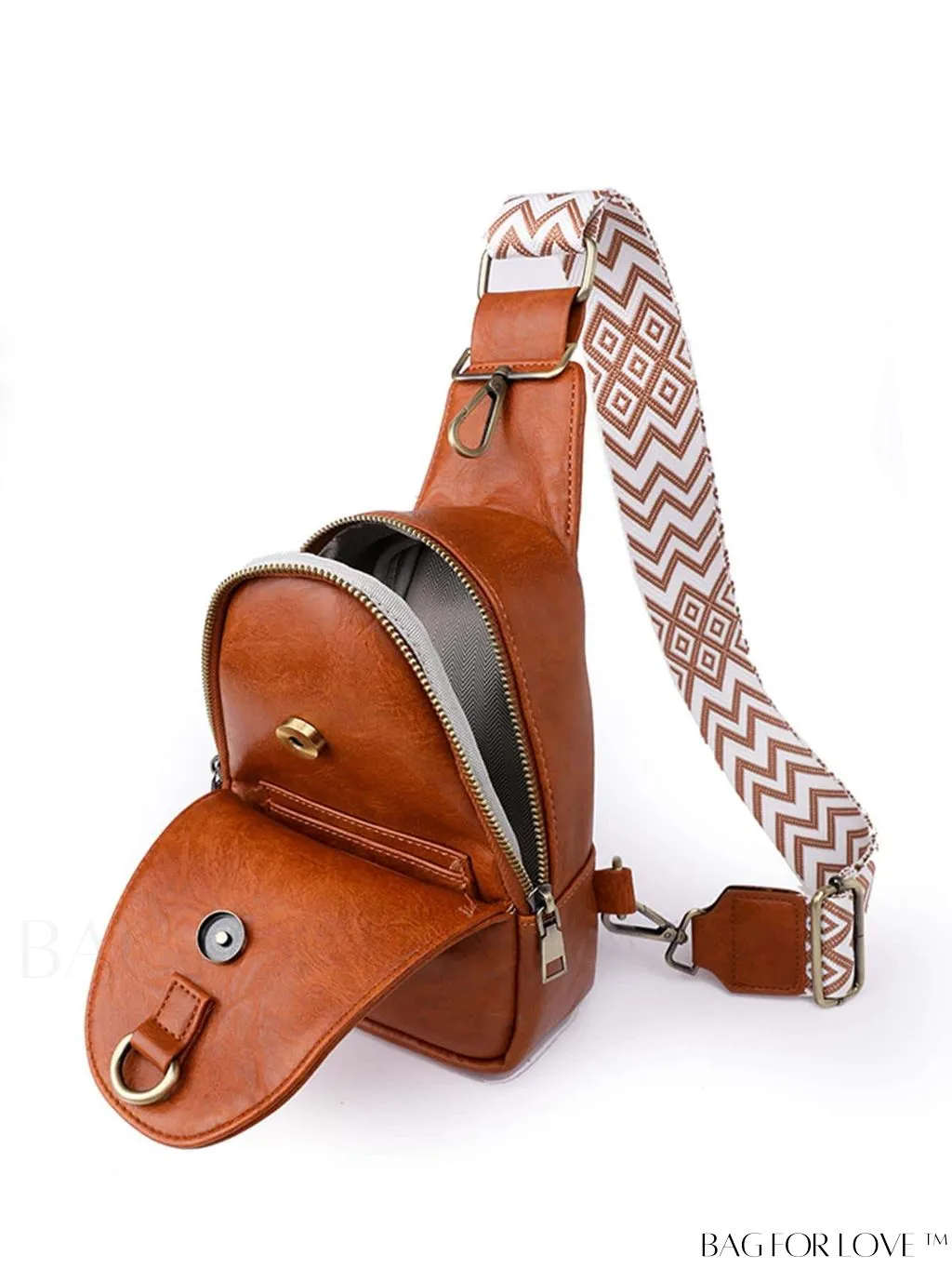 BagForLove - Bohemian Style Womens PU Chest Bag with Wide Shoulder Strap - Single Crossbody