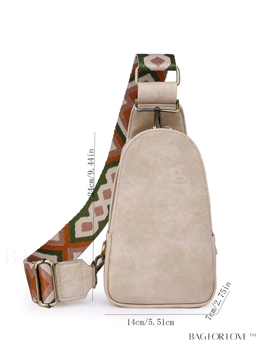 BagForLove - Bohemian Style Womens PU Chest Bag with Wide Shoulder Strap - Single Crossbody