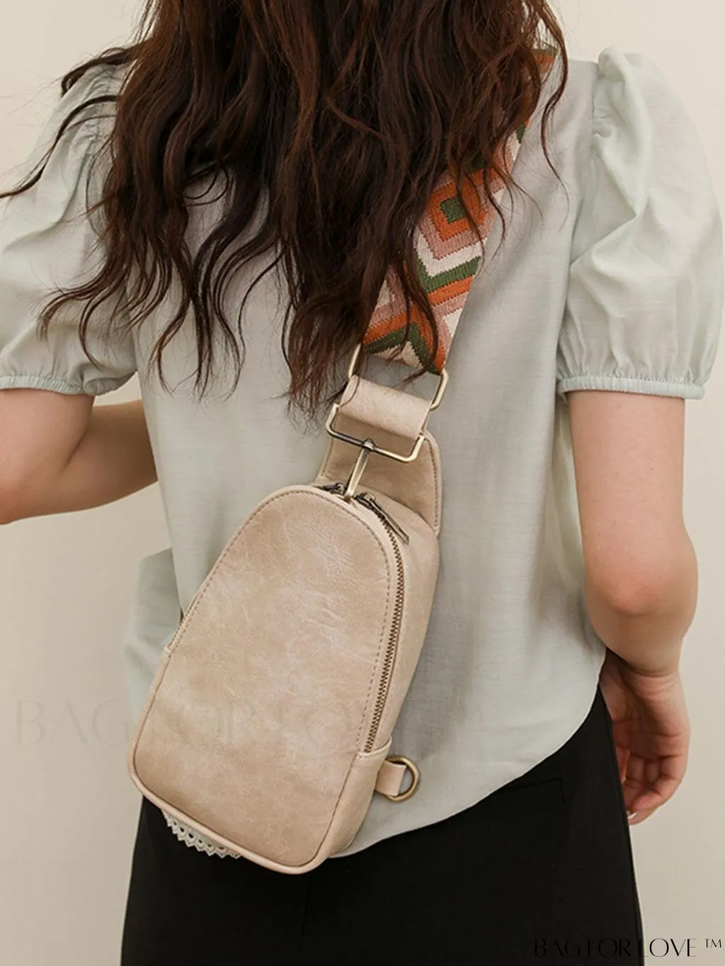 BagForLove - Bohemian Style Womens PU Chest Bag with Wide Shoulder Strap - Single Crossbody