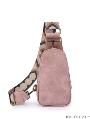 BagForLove - Womens Bohemian Crossbody Chest Bag with Wide Shoulder Strap - PU Leather