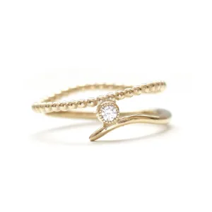 Beaded Diamond Milgrain Bezel Bypass ring