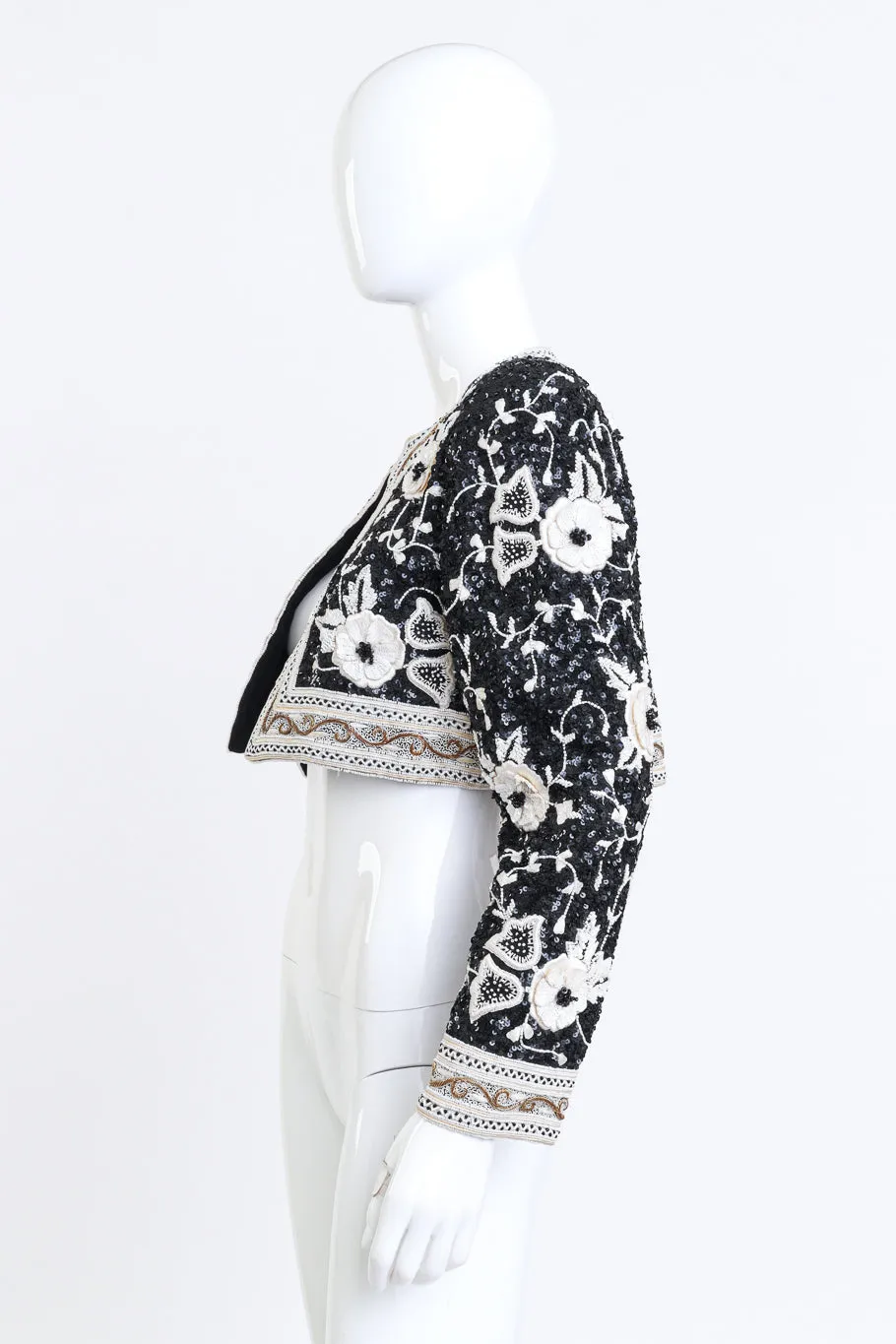 Beaded Floral Crop Jacket