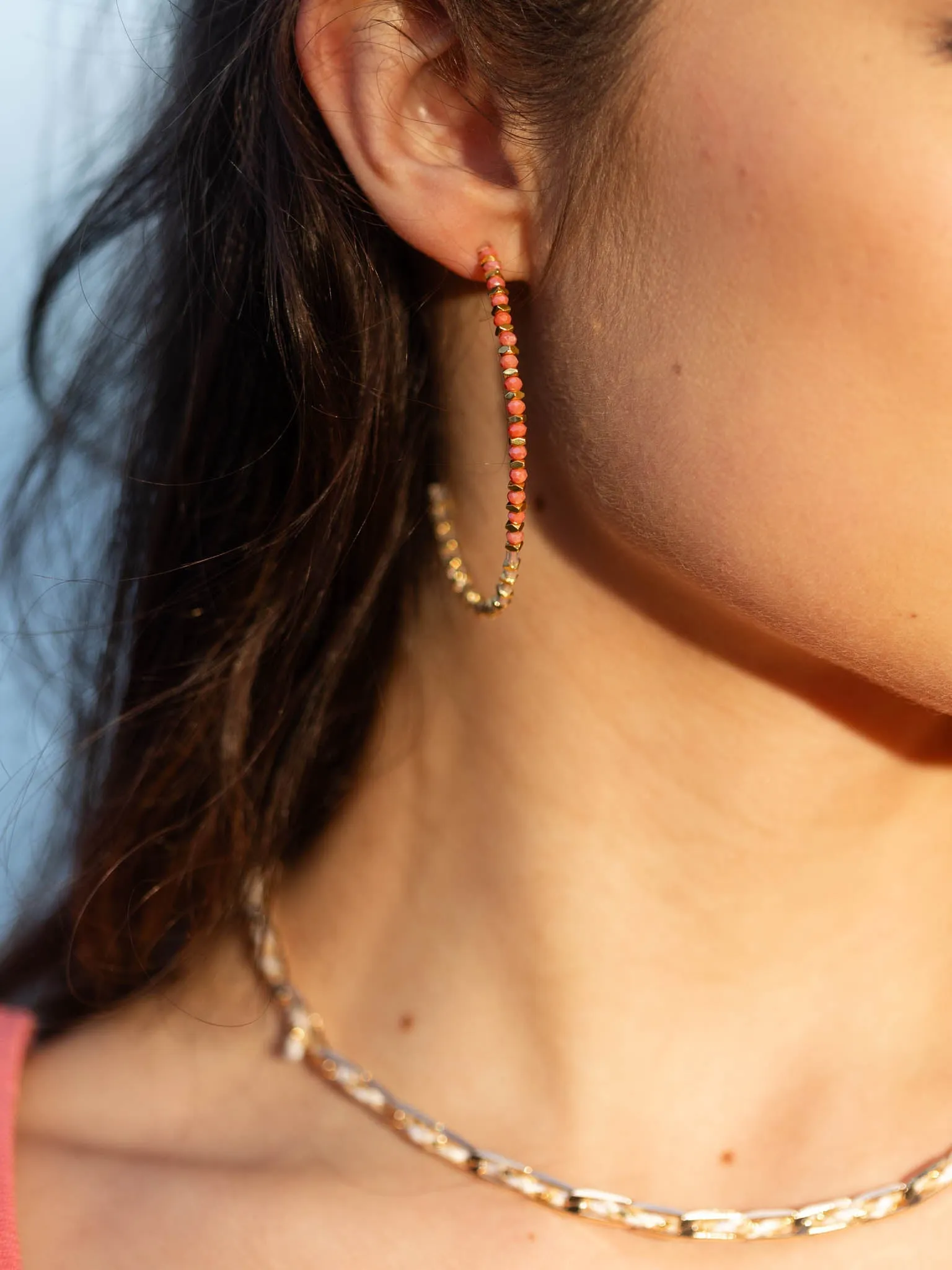 Beaded Open Hoops