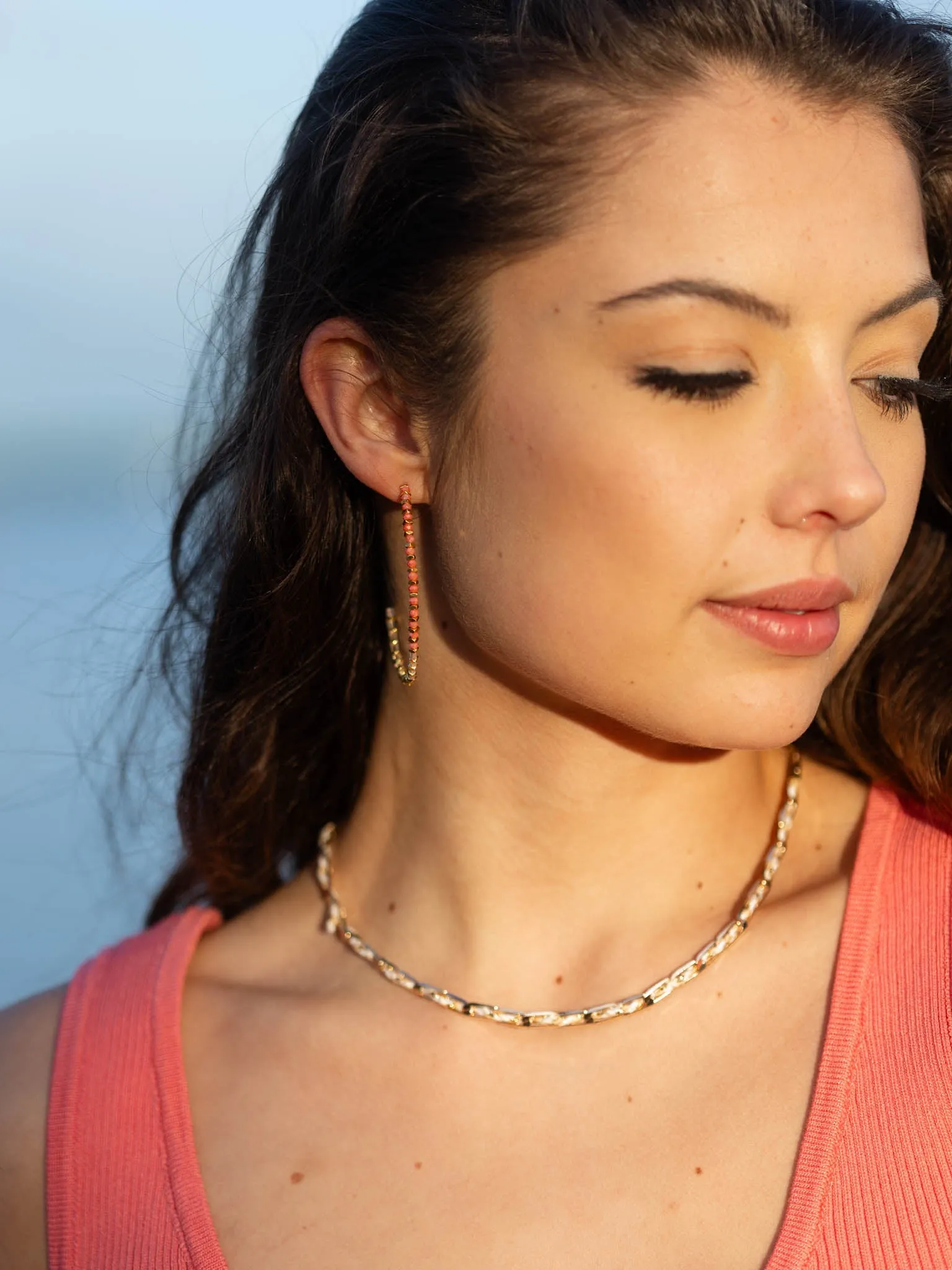 Beaded Open Hoops